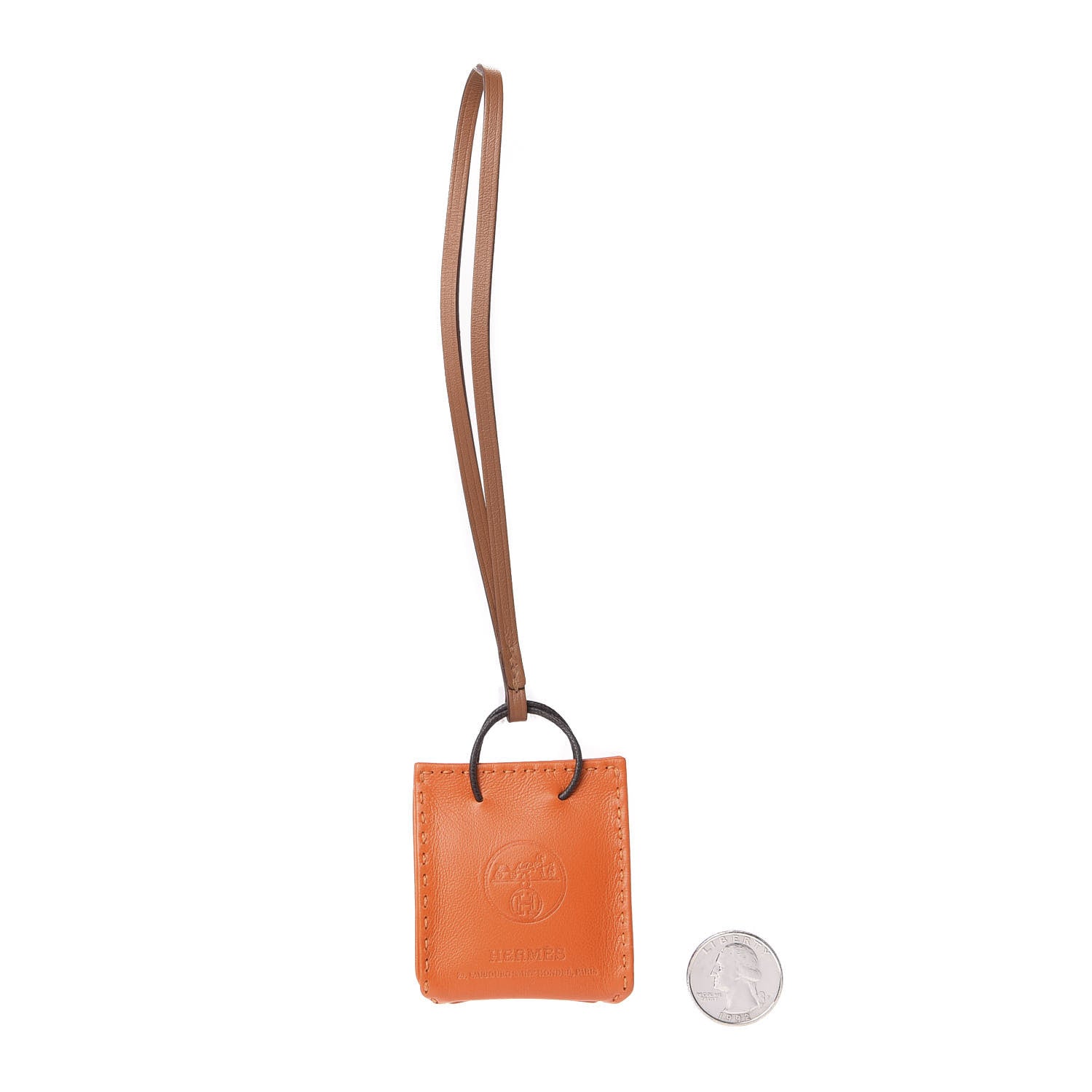 Hermes Milo Lambskin Swift Shopping Bag Charm Feu Gold 2 of 4
