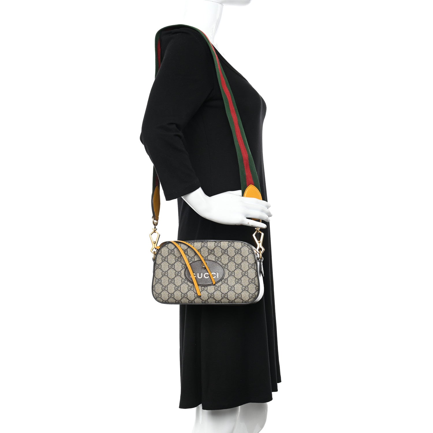 Gucci GG Supreme Monogram Web Neo Vintage Shoulder Bag Beige New Acero Crop 2 of 12