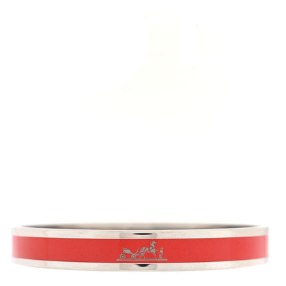 Hermes Enamel Printed Narrow Caleche Bracelet 65 Rouge H 3 of 4