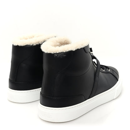 Hermes Calfskin Woolskin Daydream Sneakers 39 Black Ecru 5 of 8