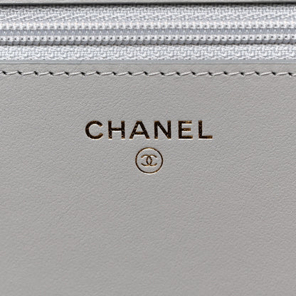 Chanel Caviar Quilted Boy Wallet On Chain WOC Grey 6 of 12