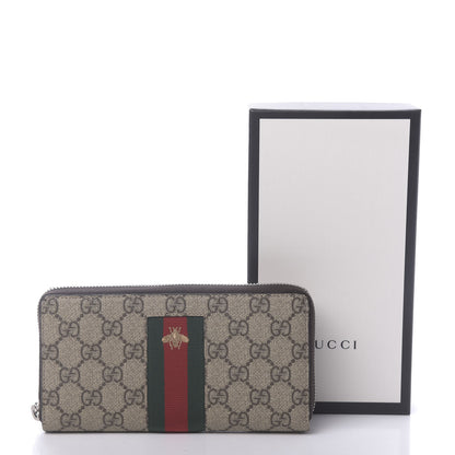 Gucci GG Supreme Monogram Web Bee Zip Around Wallet Beige Cocoa 8 of 8