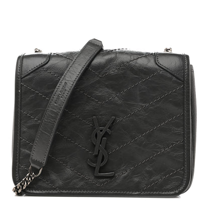 Saint Laurent Crinkled Calfskin Matelasse Monogram Niki Chain Wallet Storm 1 of 10