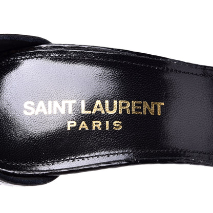 Saint Laurent Watersnake Crystal Embellished Zoe 105 Ankle Strap Pumps 37 Black 7 of 9