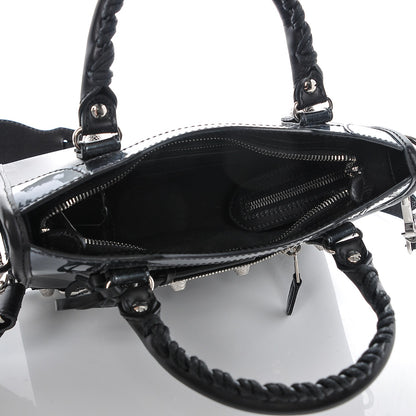 Balenciaga Smooth Calfskin Metallic Patent Giant 12 Silver Hardware Mini City Black Gris 5 of 7
