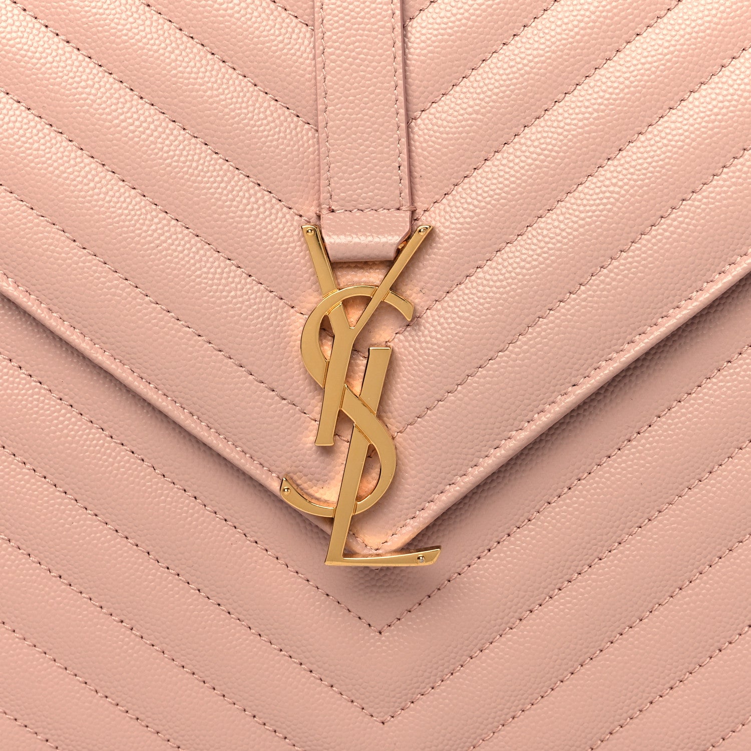 Saint Laurent Grain De Poudre Matelasse Chevron Large Monogram Satchel Pale Pink 8 of 11