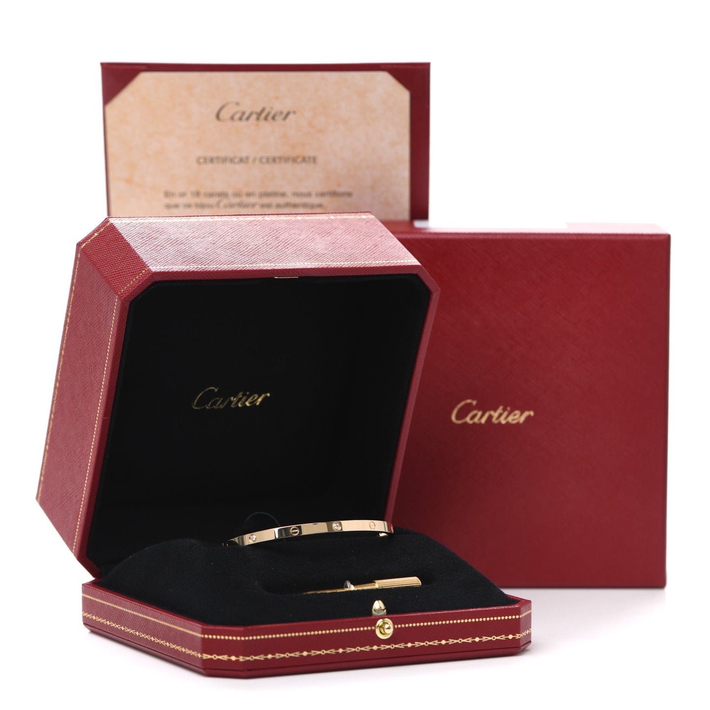 18K Yellow Gold 6 Diamond Small LOVE Bracelet 17