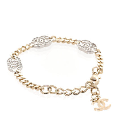 Chanel Crystal CC Chain Bracelet Gold Silver 3 of 5