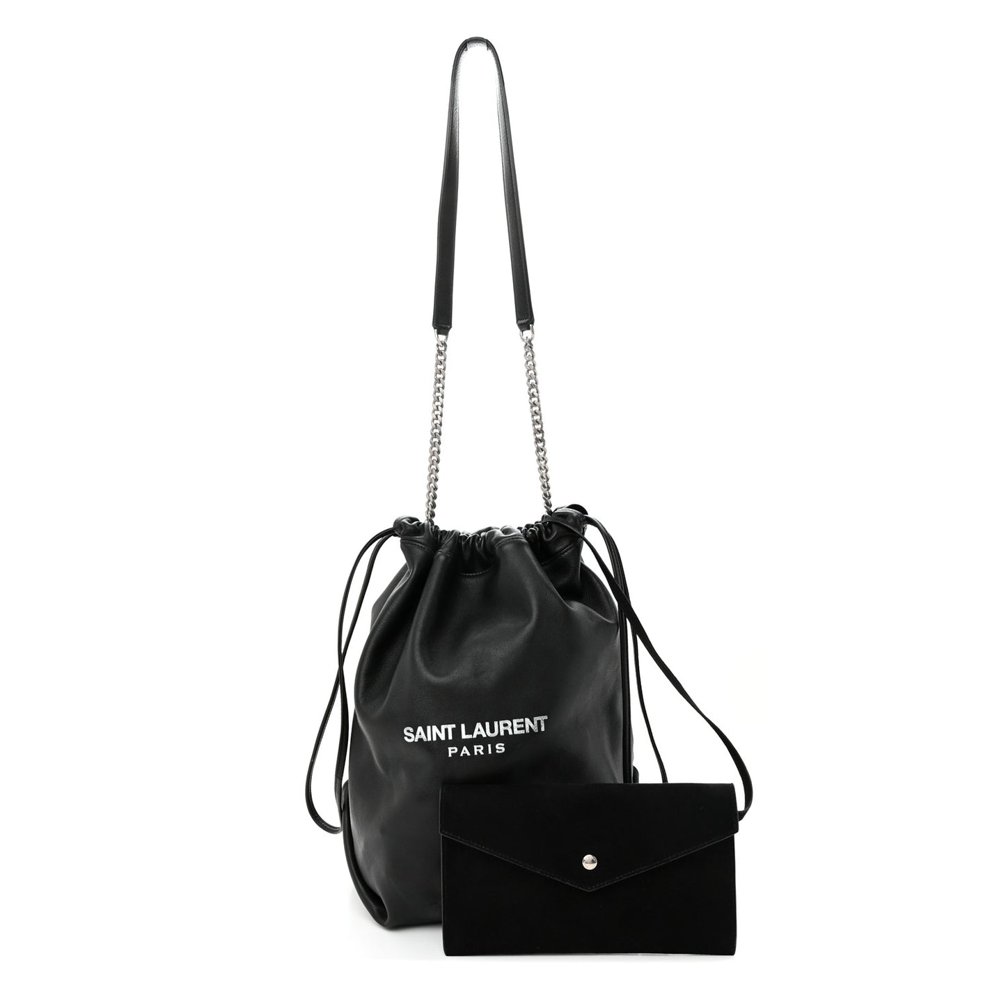 Lambskin Teddy Drawstring Bag Black