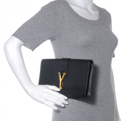 Saint Laurent Textured Leather ChYc Clutch Black 2 of 6