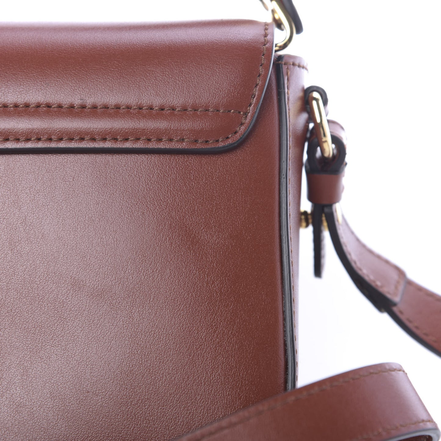 Shiny Calfskin Suede Mini C Bag Sepia Brown