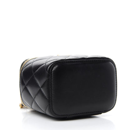 Chanel Lambskin Quilted Mini Pearl Crush Vanity Case With Chain Black 4 of 11