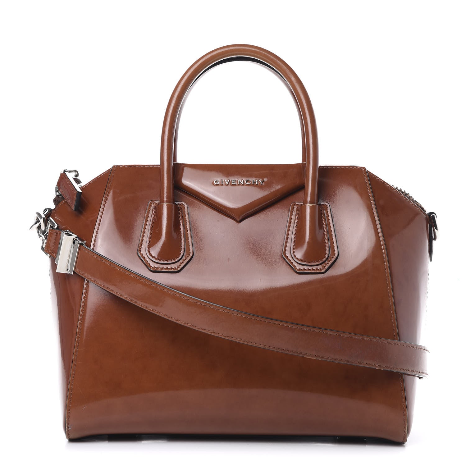 Givenchy Patent Calfskin Small Antigona Brown 1 of 15