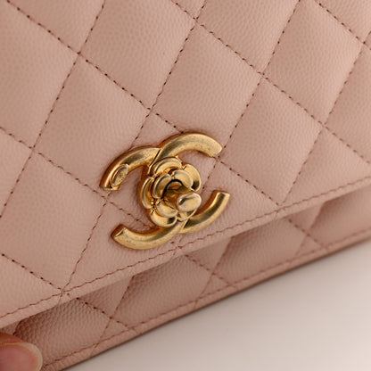Chanel Caviar Quilted Camellia Wallet On Chain WOC Light Pink 12 of 14