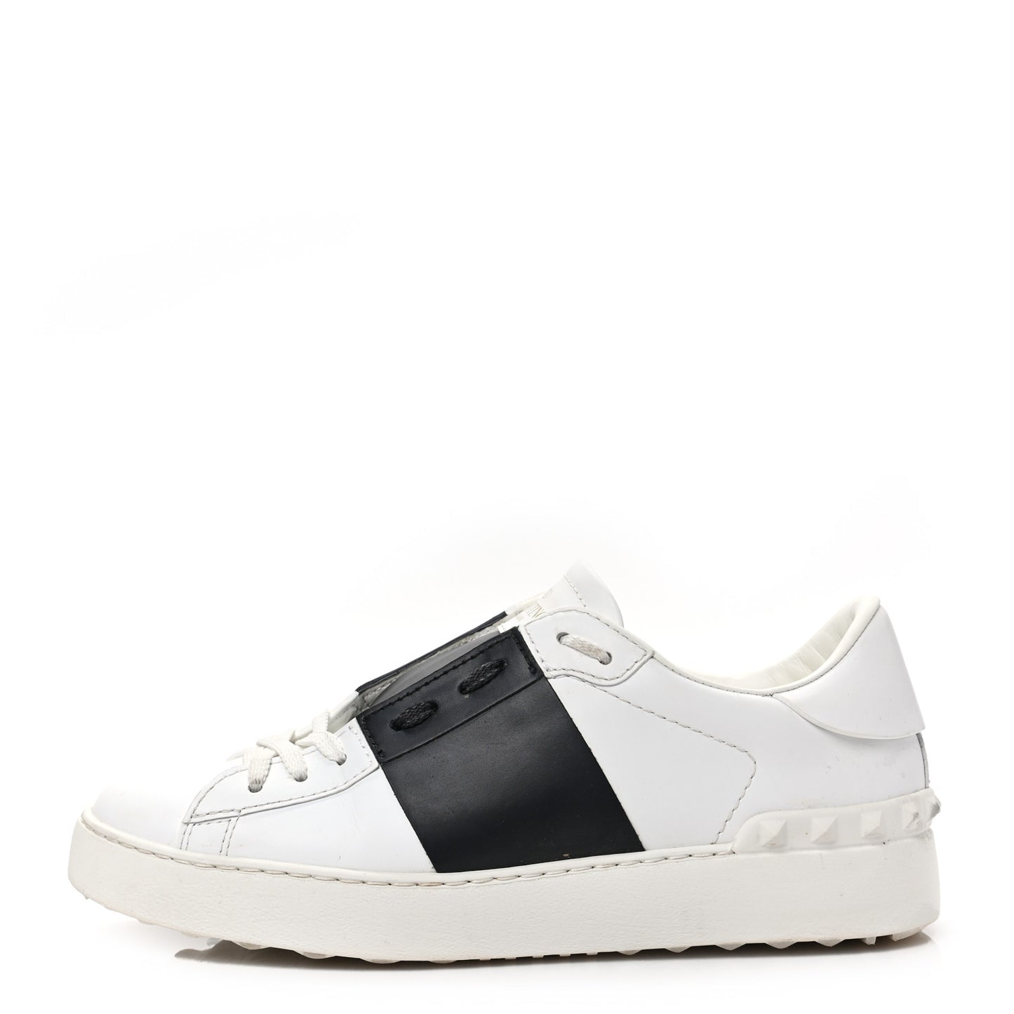 Calfskin Rockstud Untitled Open Sneakers 38 White Black