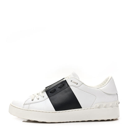 Valentino Garavani Calfskin Rockstud Untitled Open Sneakers 38 White Black 1 of 7