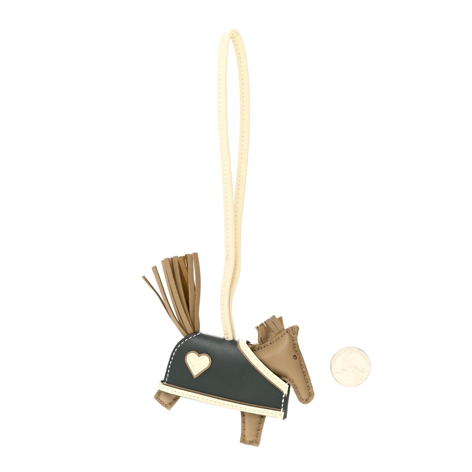 Hermes Milo Lambskin Grigri Rodeo Robeo Coeur Bag Charm PM Beige Marfa Craie Vert Mangrove 2 of 4