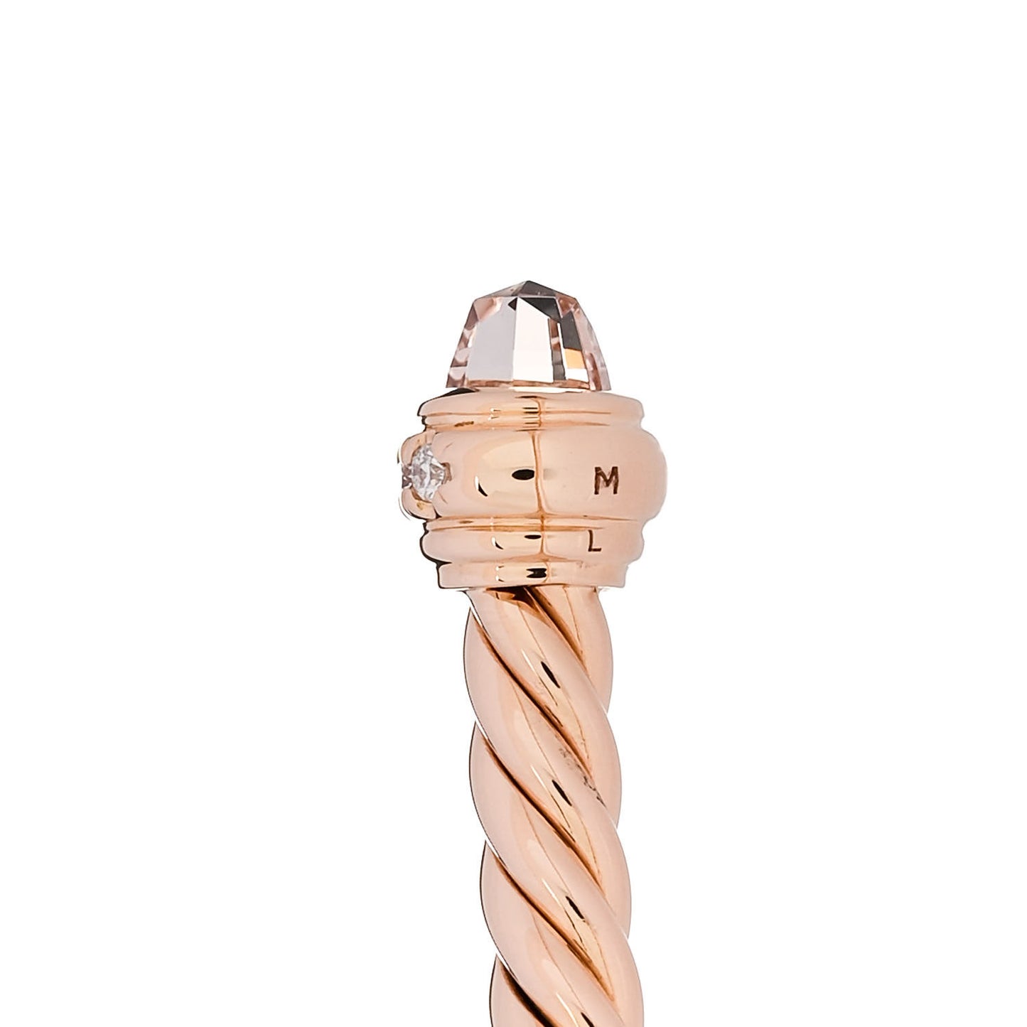 18K Rose Gold Diamond Morganite 3mm Cablespira Bracelet