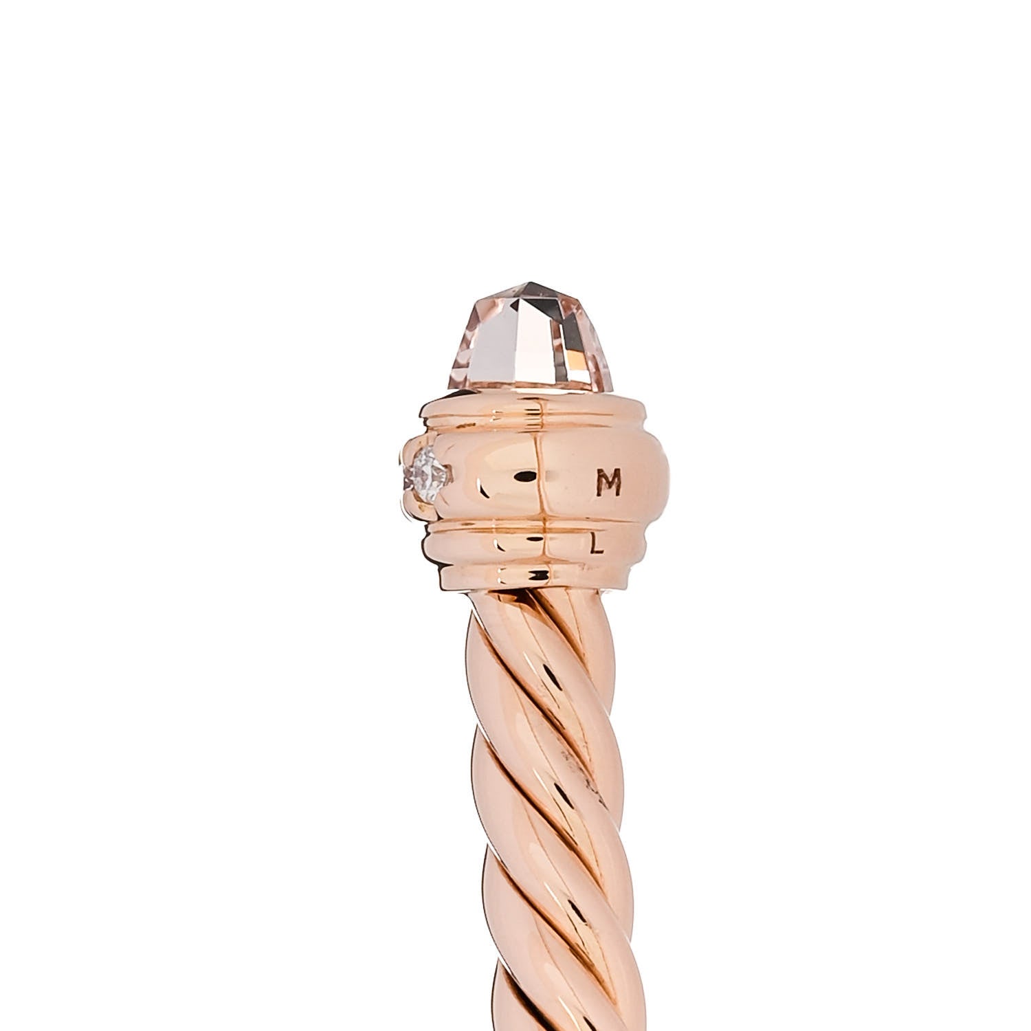 David Yurman 18K Rose Gold Diamond Morganite 3mm Cablespira Bracelet 4 of 4