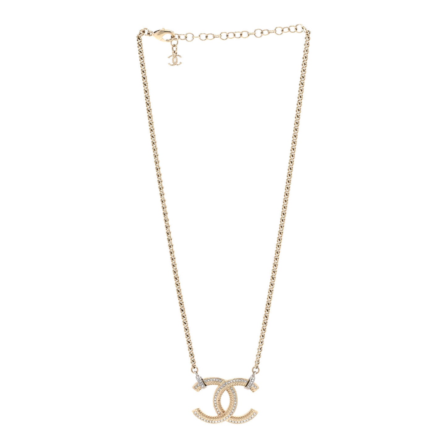 Crystal Logo CC Chain Necklace Gold