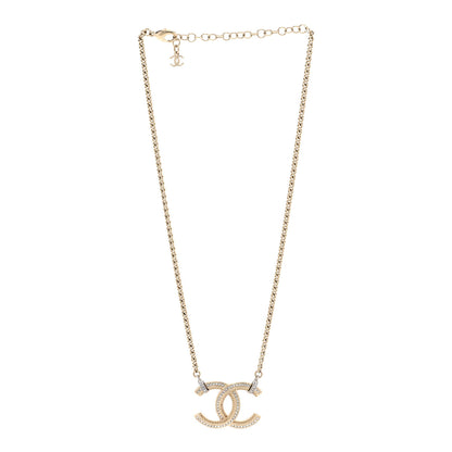 Chanel Crystal Logo CC Chain Necklace Gold 3 of 6