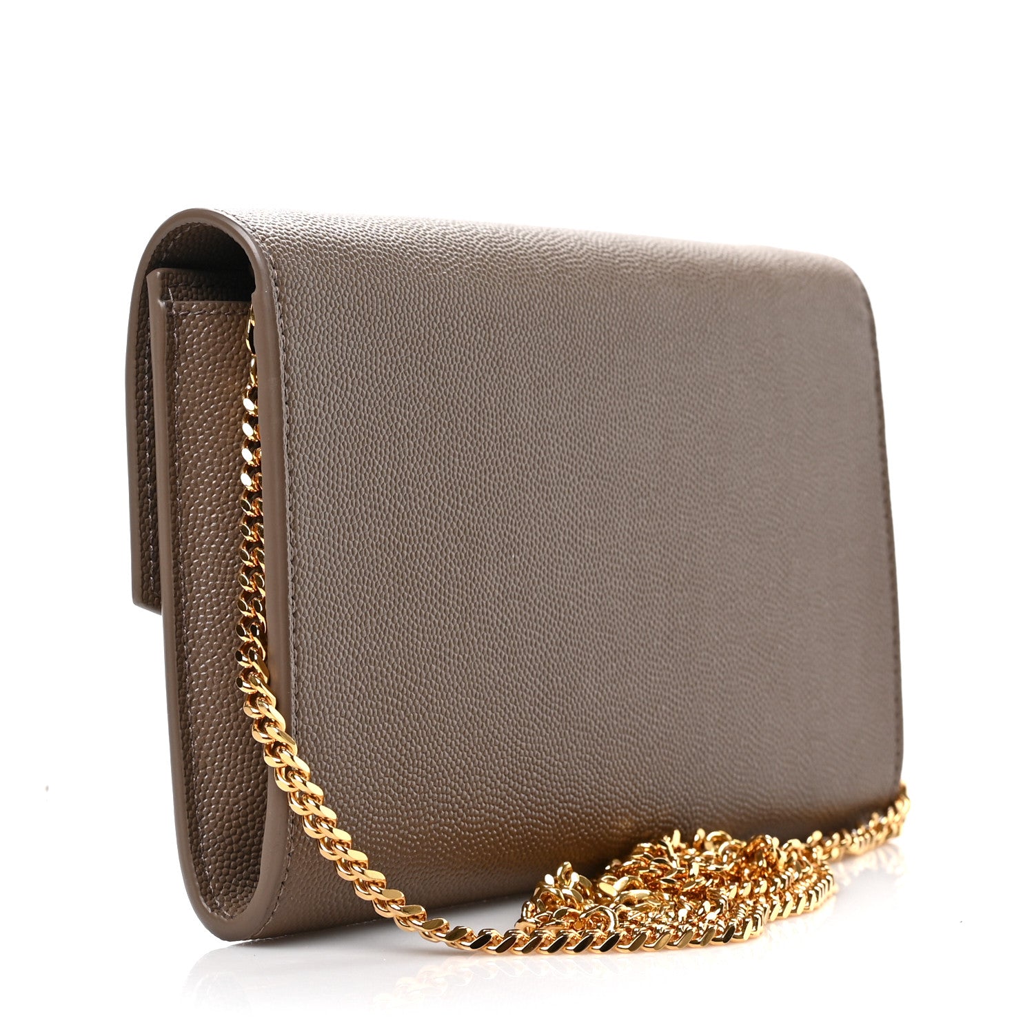 Saint Laurent Grain De Poudre Monogram Uptown Chain Wallet Dark Beige 3 of 8