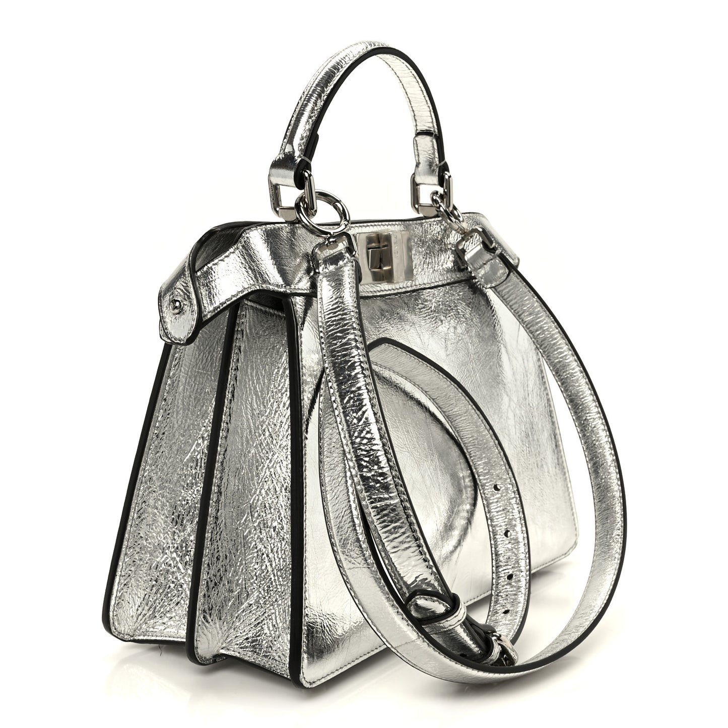 Rock Millenium Laminata Small Peekaboo I SEE U Satchel Argento