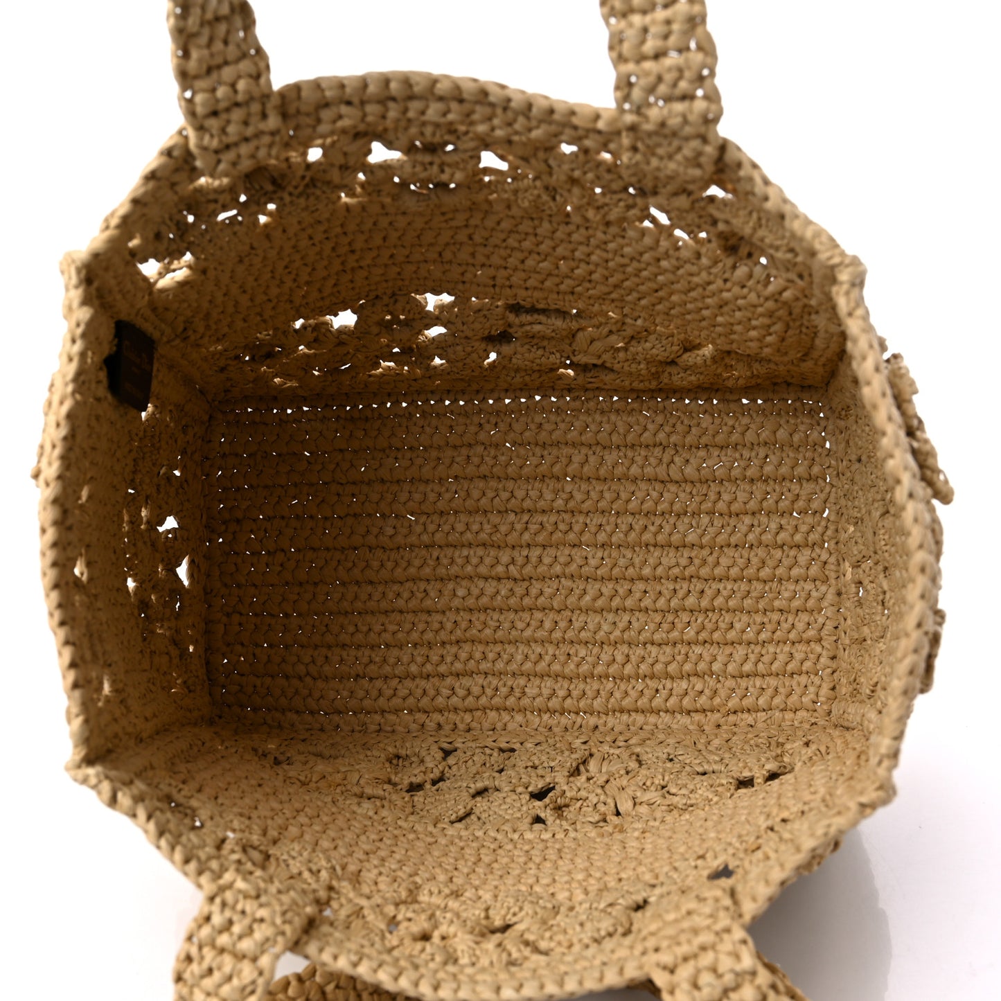 Woven Raffia Floral Embellished Small Book Tote Natural