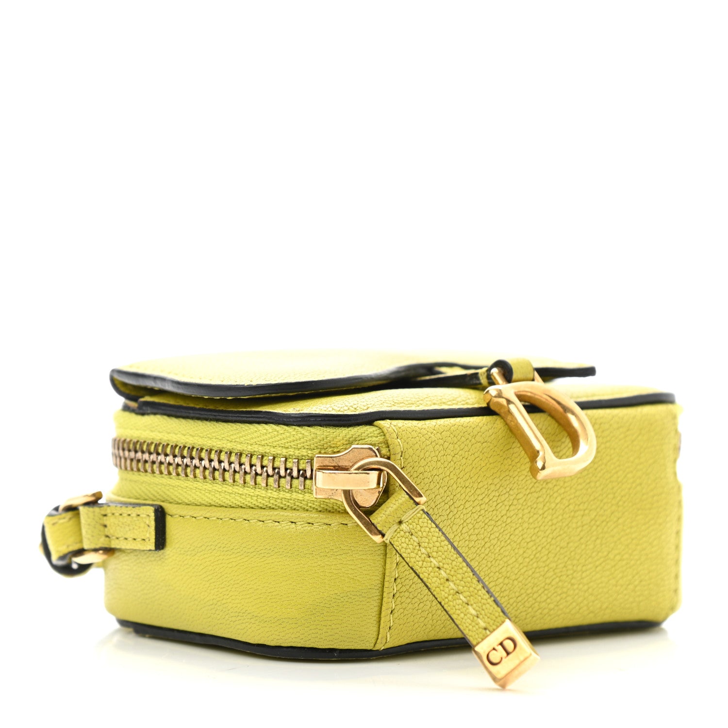 Christian Dior Goatskin Mini Saddle Shoulder Strap Pouch Lime 4 of 11