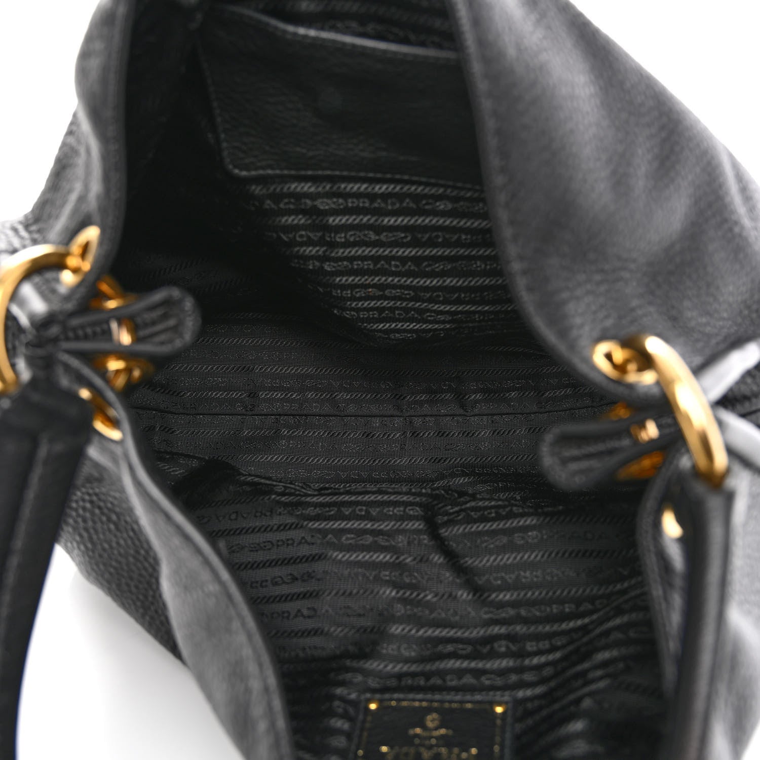 Prada Vitello Daino Logo Hobo Black 6 of 10