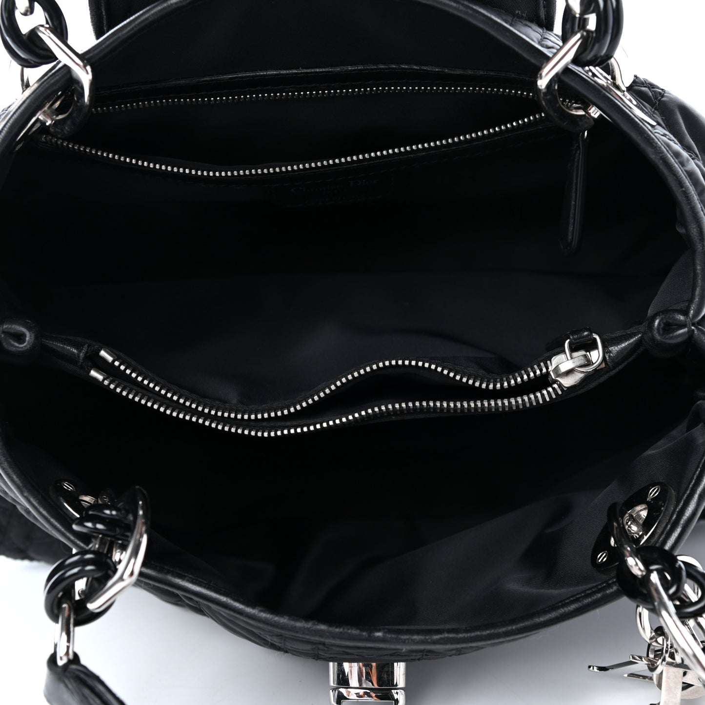 Satin Cannage Charming Lock Flap Shoulder Bag Black