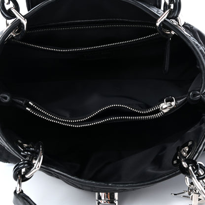 Christian Dior Satin Cannage Charming Lock Flap Shoulder Bag Black 5 of 10