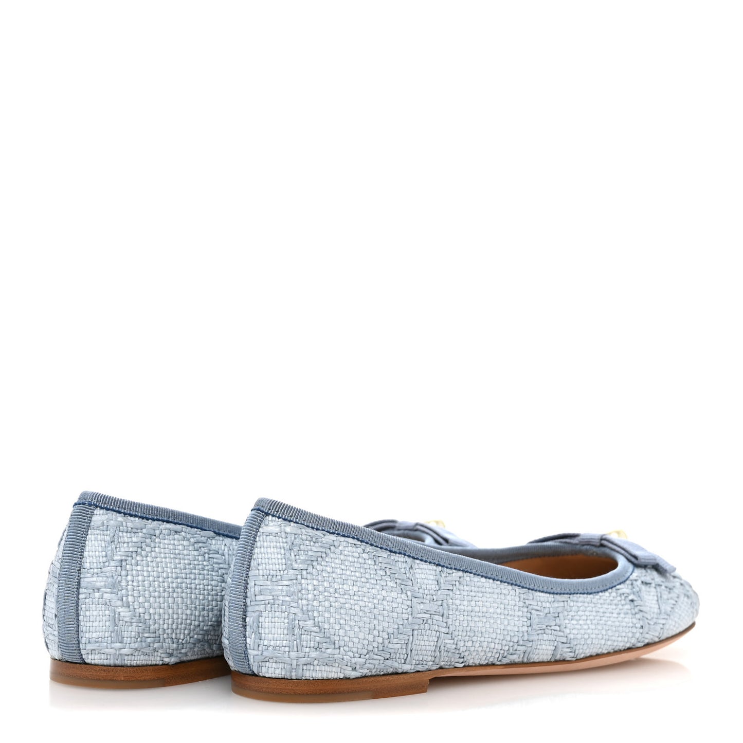 Raffia Cannage Ballet Flat 37 Bleu Pastel