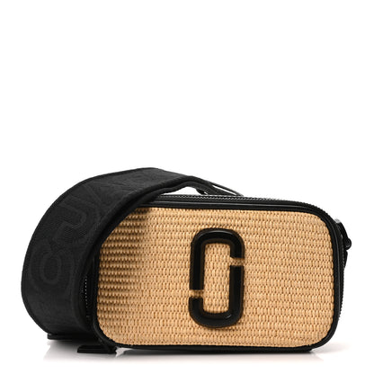 Marc Jacobs Calfskin Woven Straw Small Snapshot Camera Bag Beige 1 of 9