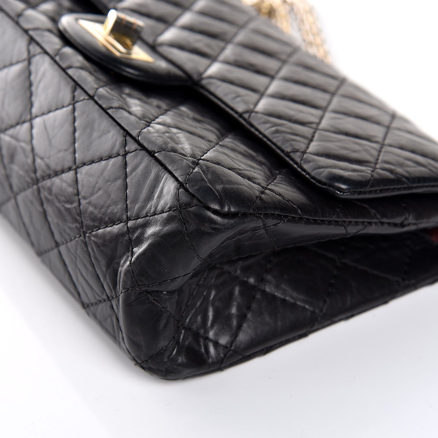 Aged Calfskin Quilted 2.55 Reissue 225 Flap Black