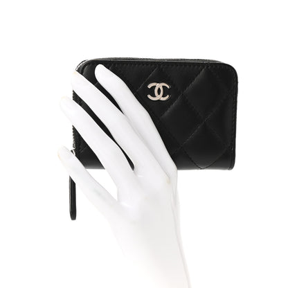 Chanel Lambskin Quilted Zip Coin Purse Black 2 of 8