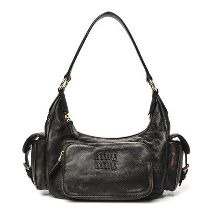 Miu Miu Distressed Nappa Pocket Bag Sand Coffee 1 of 9