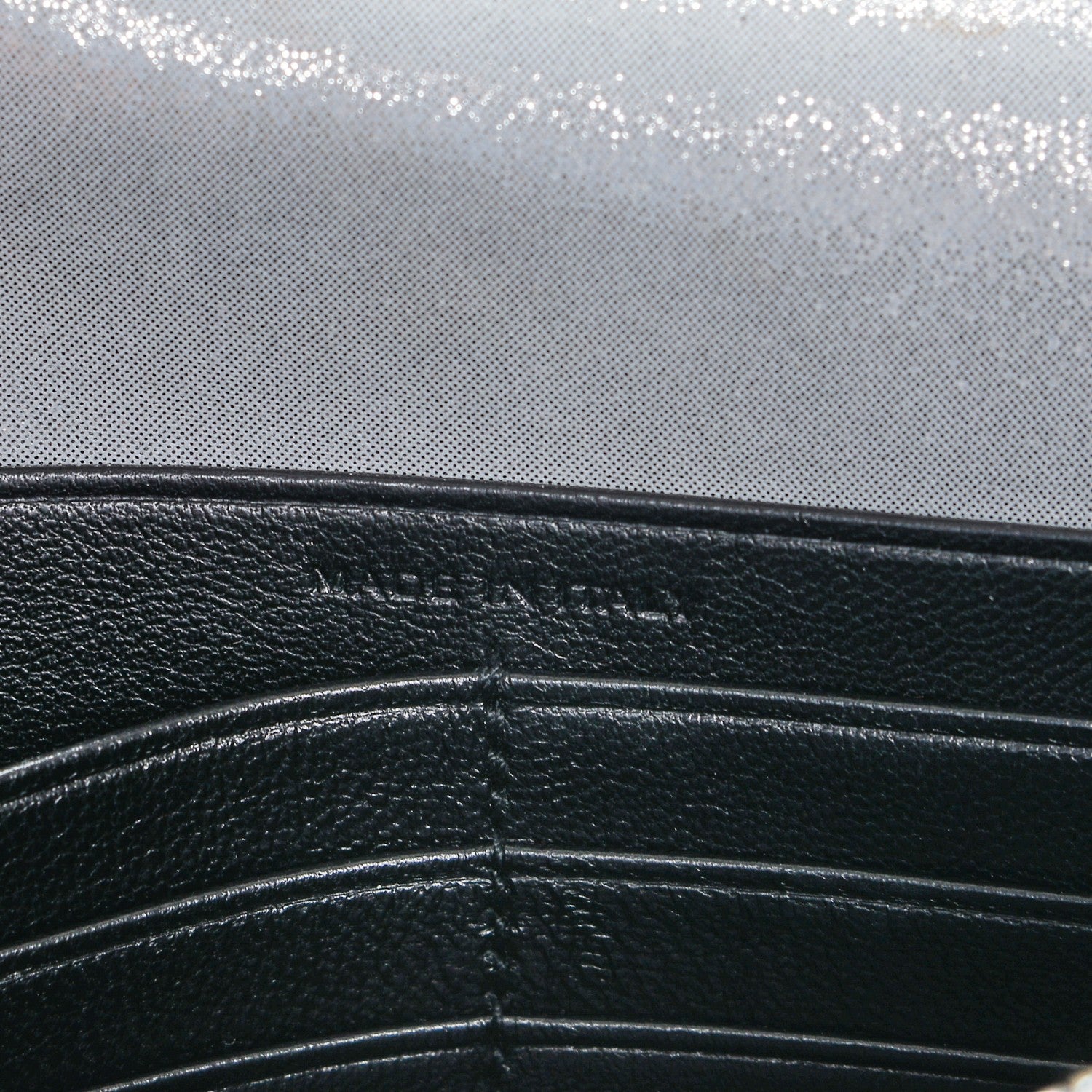 Saint Laurent Metallic Fabric Monogram Envelope Chain Wallet Silver 6 of 7