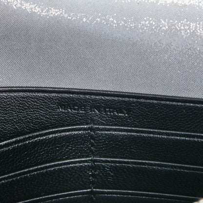 Saint Laurent Metallic Fabric Monogram Envelope Chain Wallet Silver 6 of 7