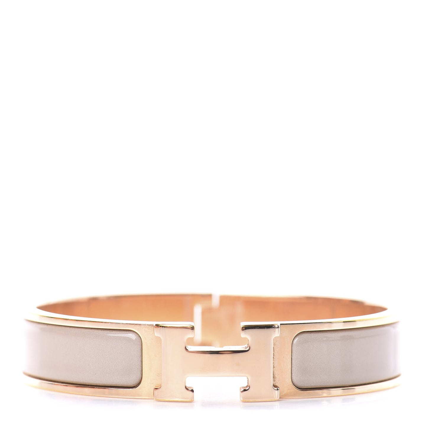 Enamel Narrow Clic Clac H Bracelet PM Marron Glace