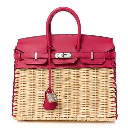 Hermes Wicker Swift Picnic Birkin 25 Naturel Framboise 1 of 13