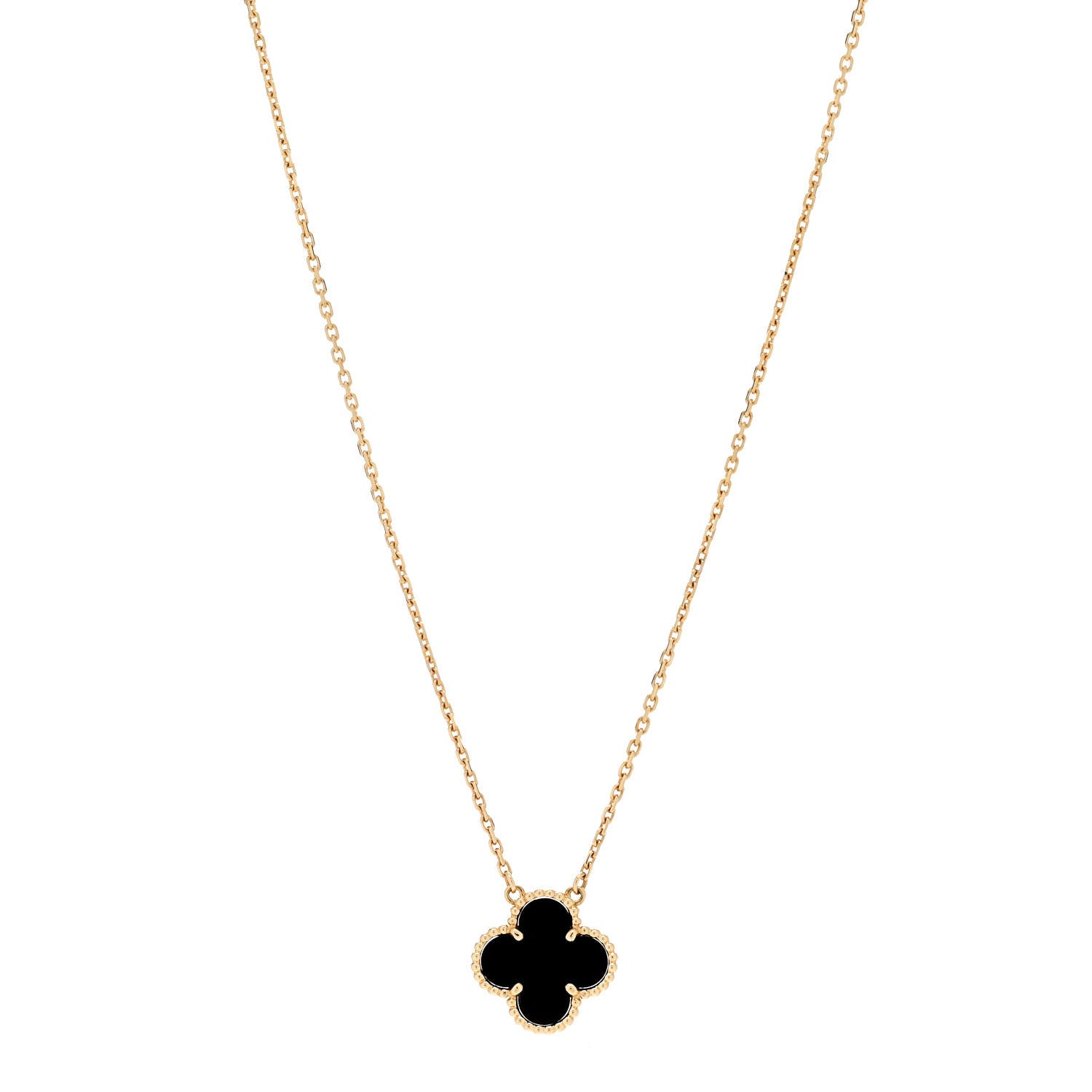 Van Cleef & Arpels VAN CLEEF & ARPELS 18K Yellow Gold Black Onyx Vintage Alhambra Pendant Necklace 1 of 5