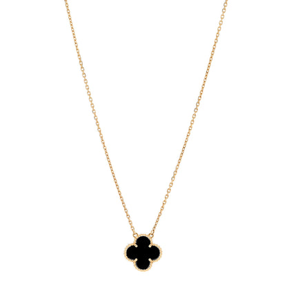Van Cleef & Arpels VAN CLEEF & ARPELS 18K Yellow Gold Black Onyx Vintage Alhambra Pendant Necklace 1 of 5