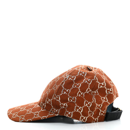 Gucci Canvas Lame GG Monogram Rush Baseball Hat S Burnt Orange Silver 4 of 9