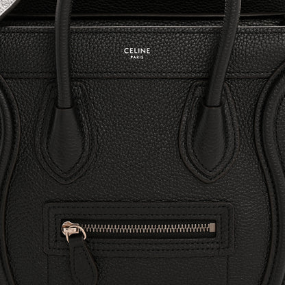 Celine Drummed Calfskin Nano Luggage Black 9 of 11