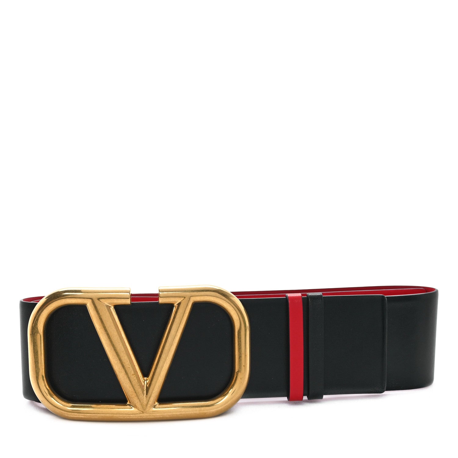 Valentino Garavani Glossy Calfskin VLogo Reversible 40mm Belt 90 36 Black Rouge Pur 1 of 4