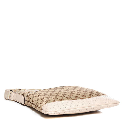 Gucci Monogram Calfskin Perforated Medium Flat Messenger Bag Off White 4 of 7