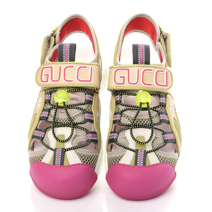 Gucci Mesh Fabric Tinsel Sport Sandals 36 Loess Sand Box Pink 6 of 10