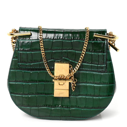 Chloe Calfskin Crocodile Embossed Mini Drew Shoulder Bag Woodsy Green 1 of 10