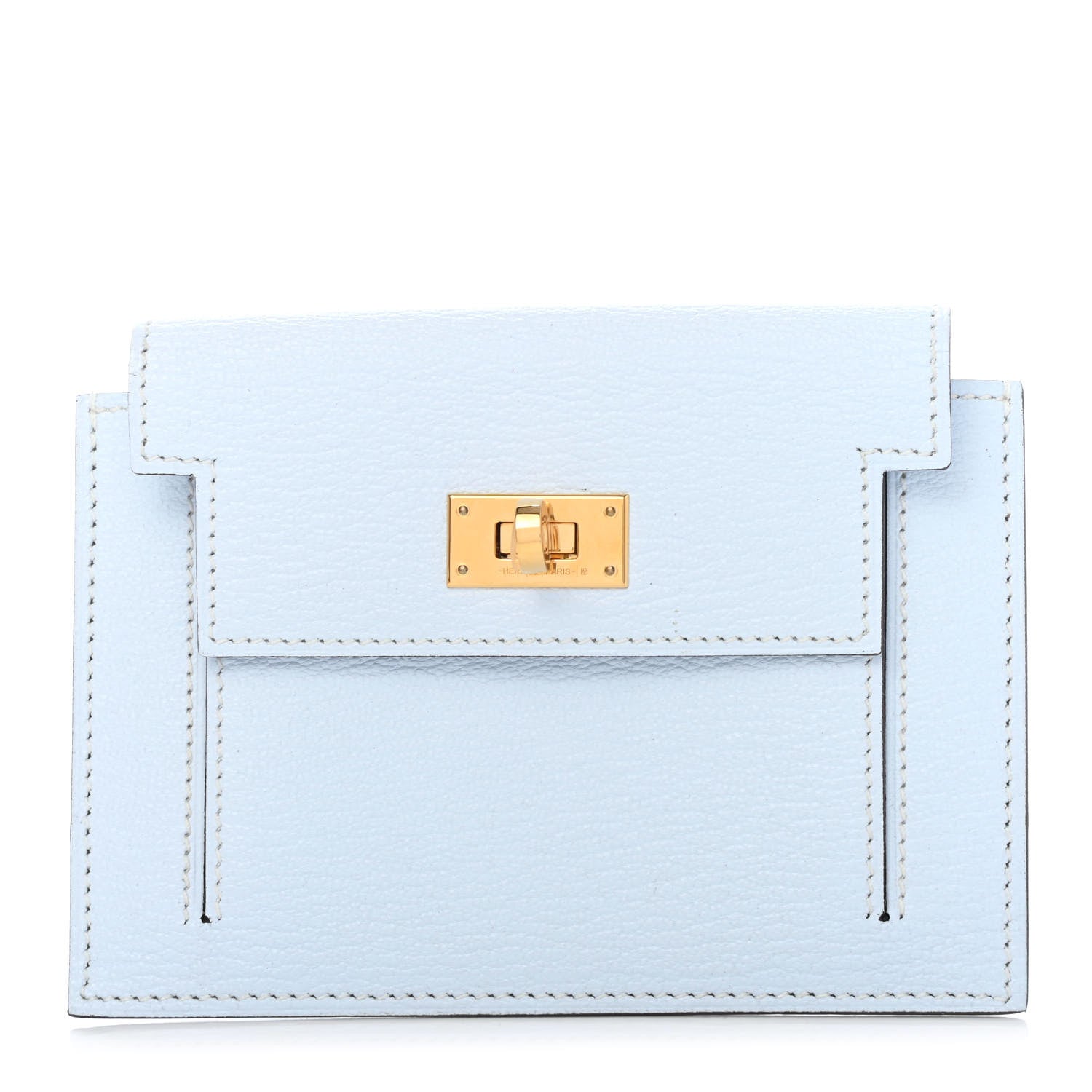 Hermes Chevre Mysore Kelly Pocket Compact Wallet Bleu Brume 1 of 7
